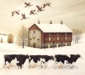 cows and mallards in winter